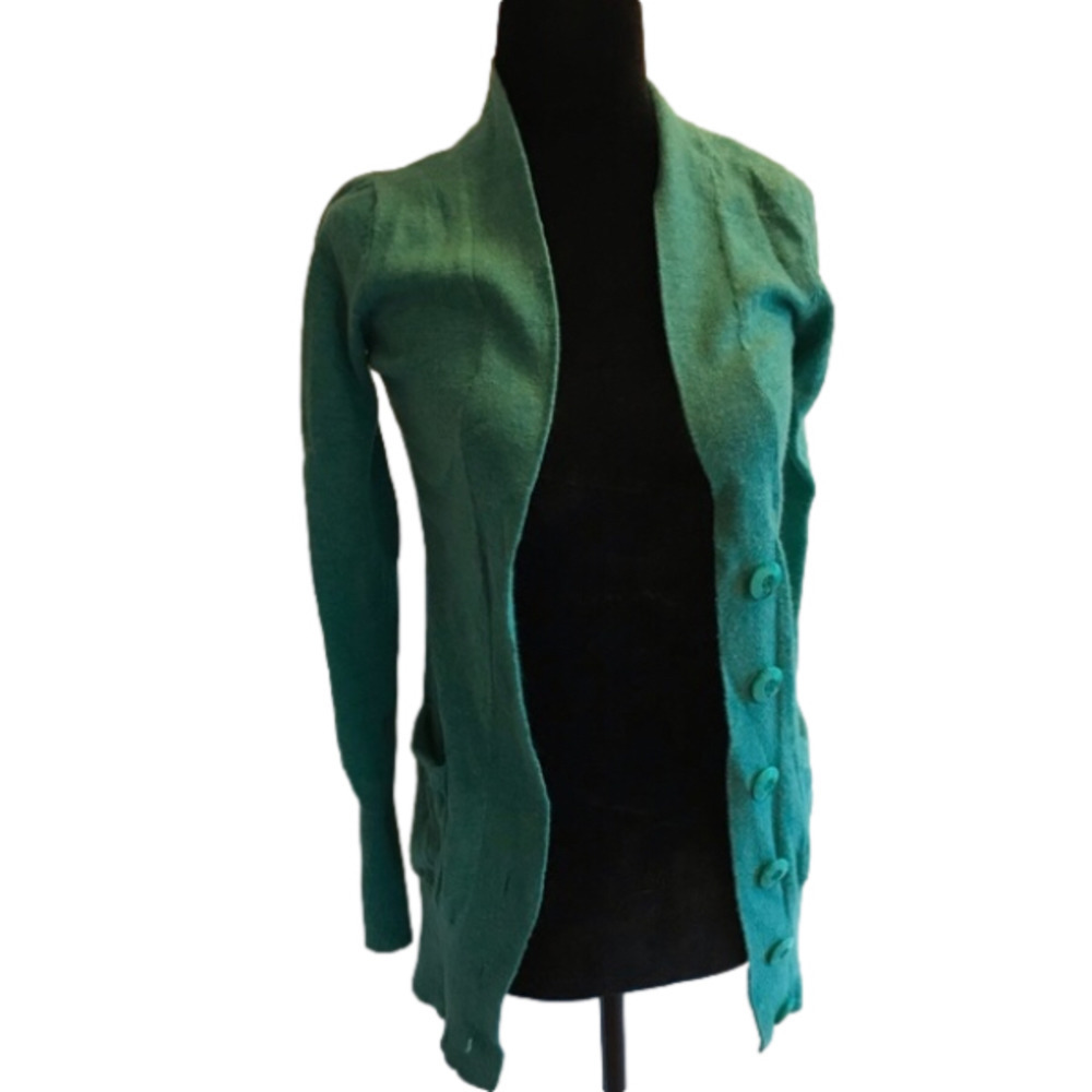 TCEC green button up cardigan sweater medium